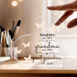 Personalized First Mom Now Great Grandma Heart Acrylic Plaque, Custom ...