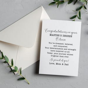 Personalized Master's Degree Congratulations Card, Master Graduation ...