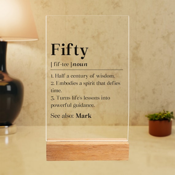 Personalized Fifty Birthday For Husband Acrylic Plaque, 50th Bday Man Gift, 50 Year Old Desk Decor, From Wife Desk Sign, For Male Keepsake