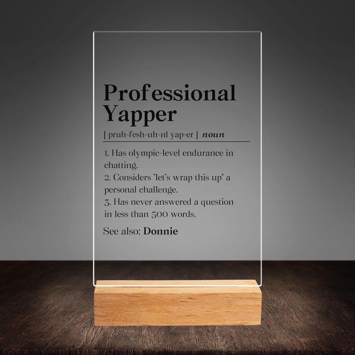 Yapper Sign Personalized Professional Yapper Acrylic Plaque, Yapper for Life Gift ...