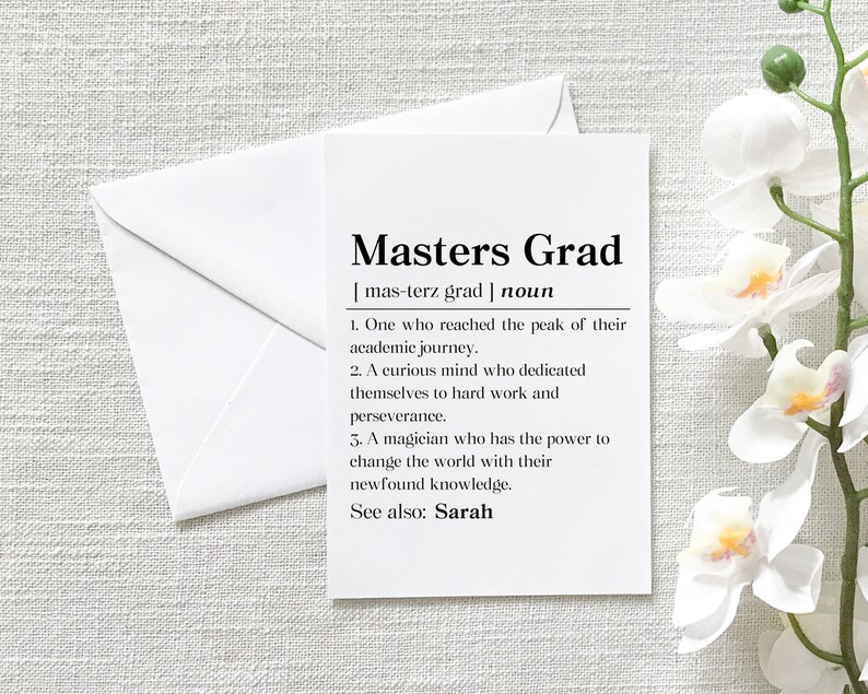 Personalized Masters Graduation Card, Custom Masters Graduate Gift, New Masters Greeting Card ...