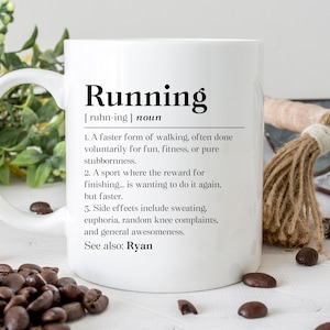 Personalized Running Definition Mug, Custom Runner Gift, Marathon Enthusiast Coffee Mug, Funny Running Quotes Cup, Runner Birthday Gift Mug
