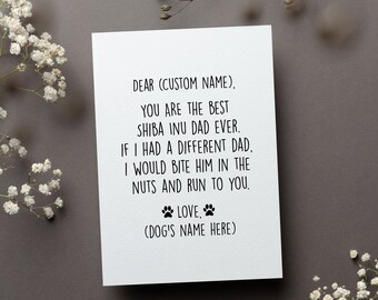Personalized Shiba Inu Dog Dad Card, Funny Shiba Inu Gift, Shiba Inu Dad Birthday Greeting Card, Shiba Inu Dog Folded Card