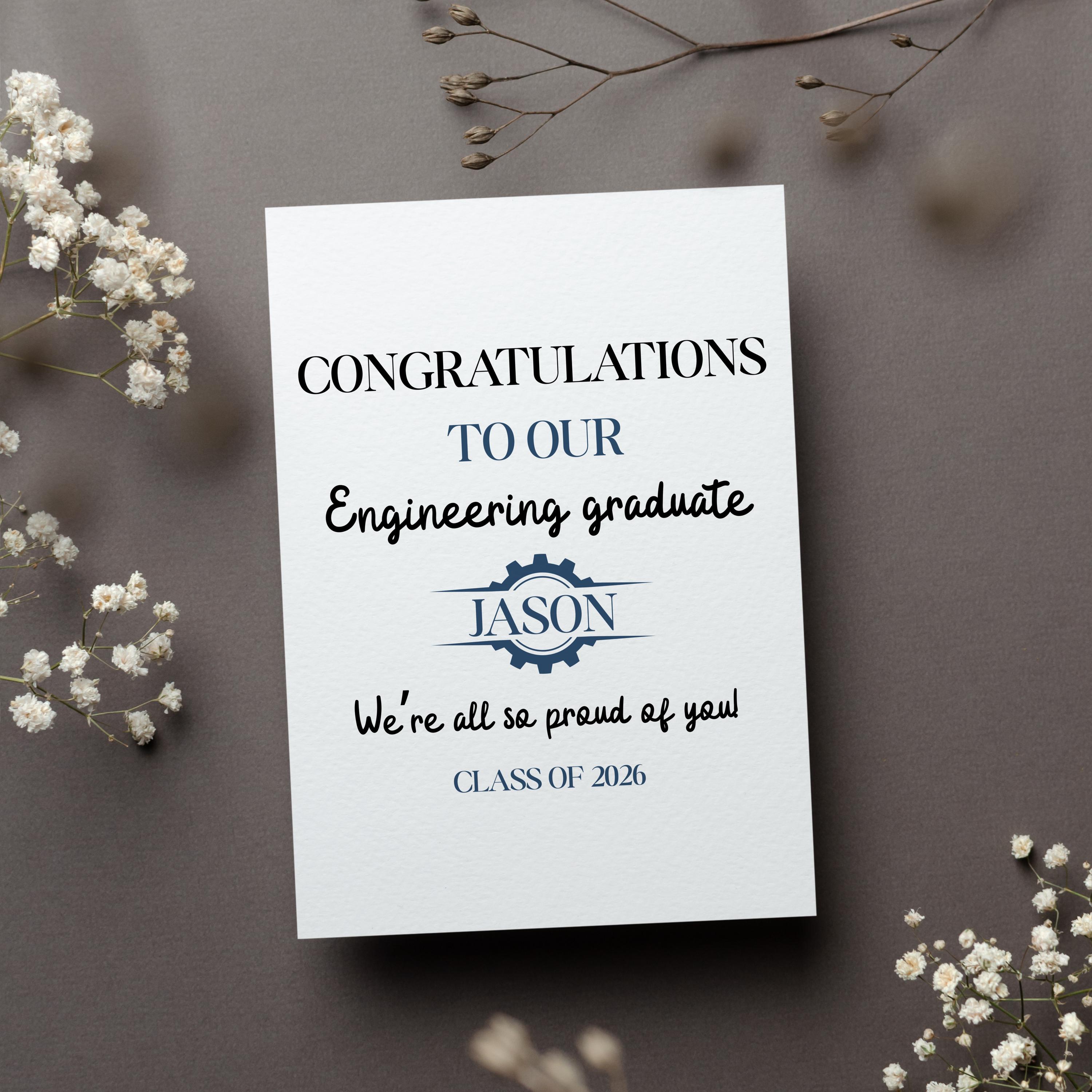 Personalized Engineering Graduation Card, Engineer Graduate Gift ...