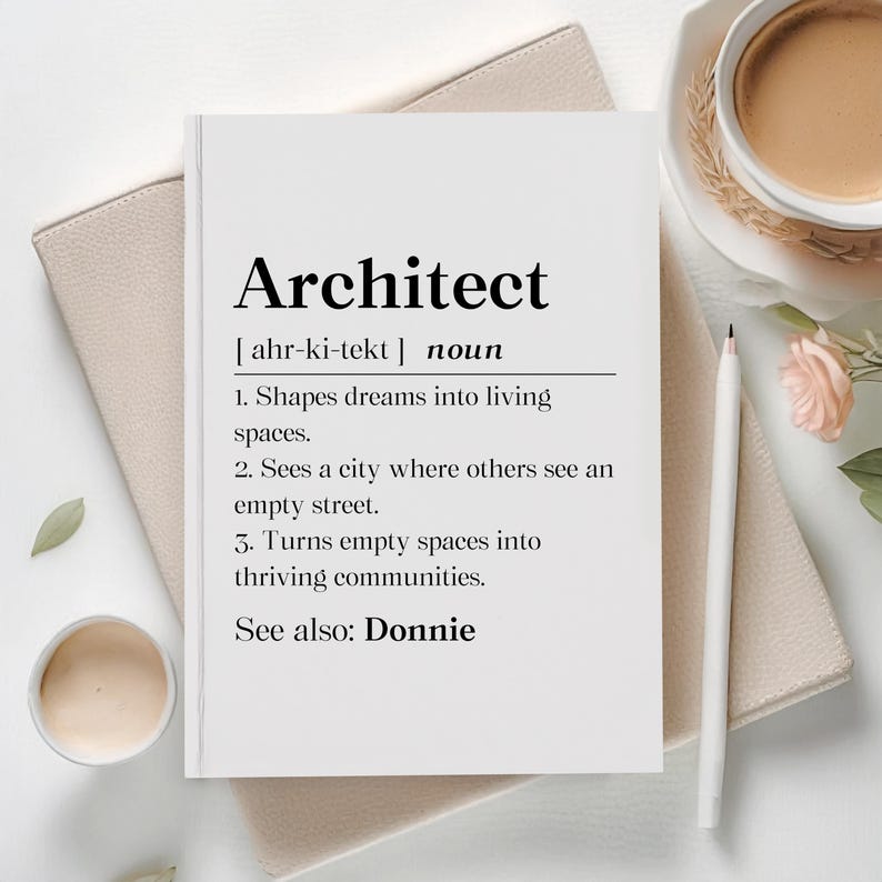 Personalized Architect Definition Journal, Architecture for Him Gift