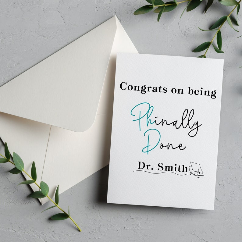 Dissertation Card Personalized Phd Graduation Card, Dissertation Defense Gift, Phinallly ...