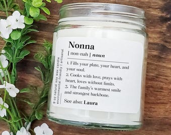 Personalized Nonna Candle, Nonna Mothers Day Gift, Italian Grandma Scented Candle, Nonna Birthday Candle Gift, Gift For Nonna Soy Wax Candle