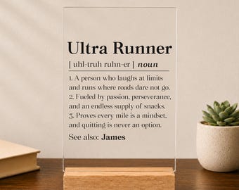 Ultra Runner Acrylic Plaque, Personalized Runner Gift, Long Distance Running Desk Decor, Ultra Marathon Desk Sign, Ultra Runner Gift