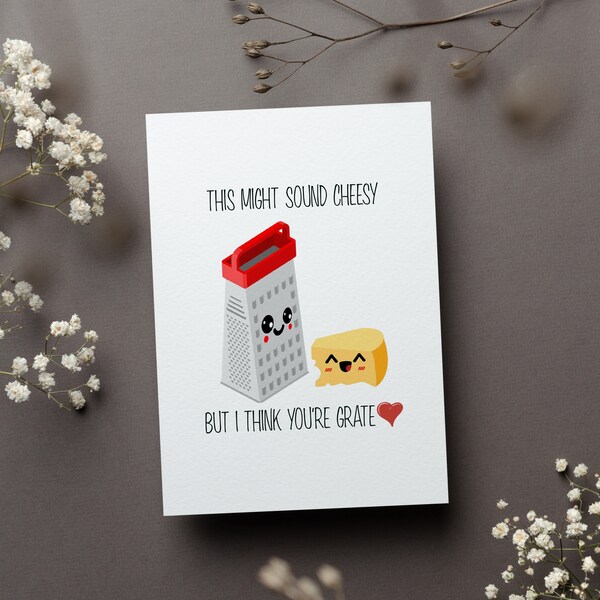 Funny Husband Valentine Card, Cheesy Grate Gift, Boyfriend Valentines Day Greeting Card, Funny Boyfriend V Day Folded Card, From Wife Card