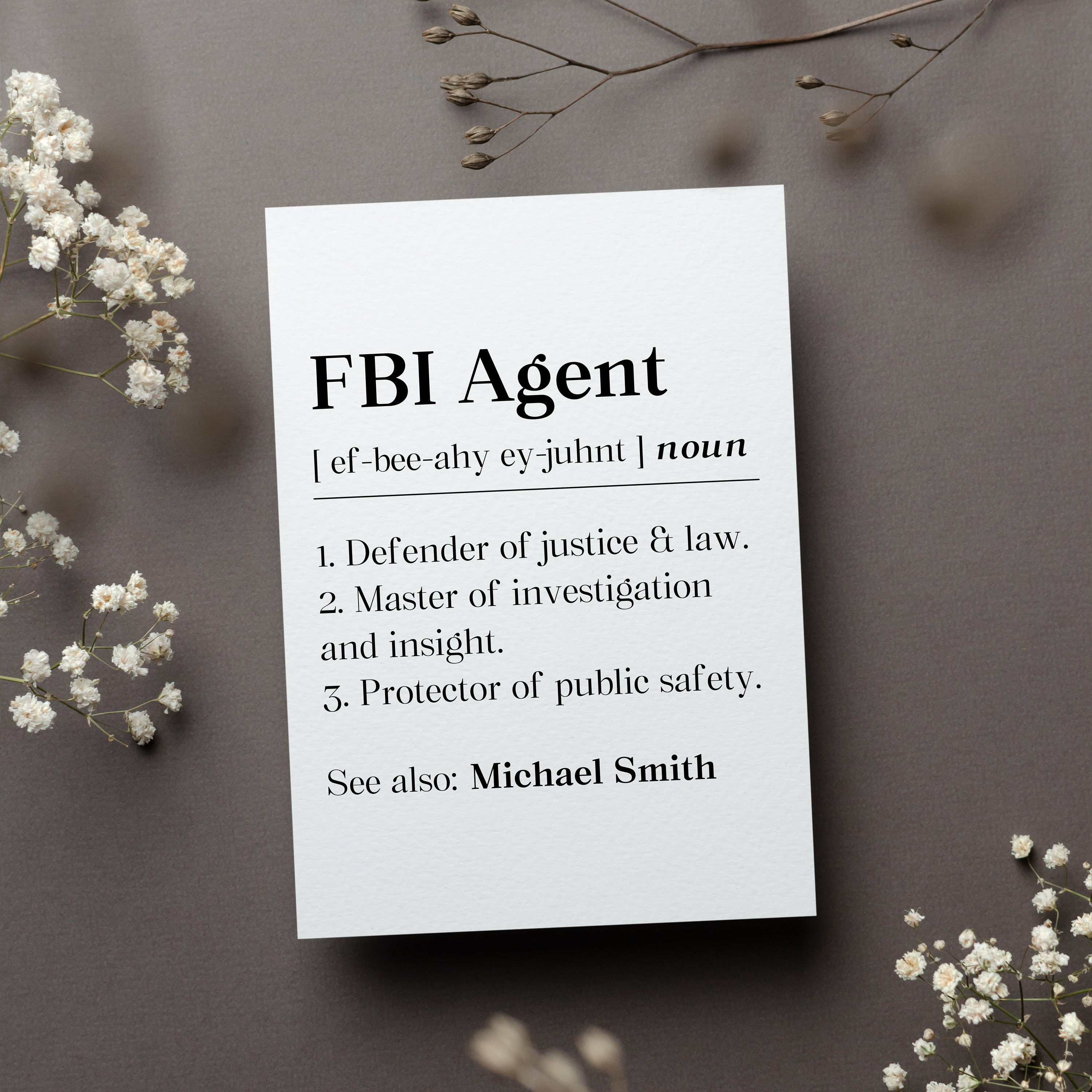 Personalized Fbi Agent Appreciation Card, Fbi Agent Graduation