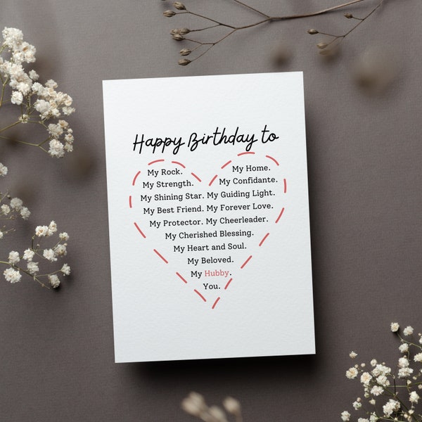 Husband Birthday Card, Birthday For Husband Gift, Happy Birthday To Husband Greeting Card, Wife To Husband Folded Card, Husband To Card