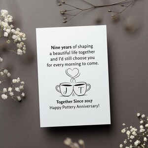 Personalized Pottery Anniversary Card, 9th Wedding Anniversary For Wife Gift, Romantic Anniversary Greeting Card, Romantic Anniversary Gift