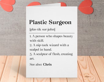 Personalized Plastic Surgery Graduate Card, Plastic Surgery Graduation Gift, Plastic Surgeon Thank You Greeting Card