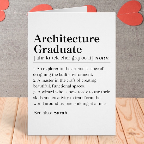 Personalized Architect Graduation Card, Custom Architecture Graduate Gift, Architecture Grad Greeting Card, New Architect Folded Card