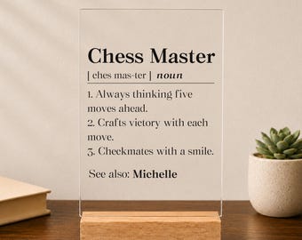 Personalized Chess Master For Him Acrylic Plaque, Chess Player Gift, Chess Lover Desk Decor, Checkmate 2026 Desk Sign, Chess Player Gift