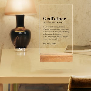 Personalized Godfather Fathers Day Acrylic Plaque, Custom Godfather Definition Gift, Sentimental Godfather Father's Day Desk Decor image 3