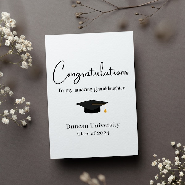 Personalized Granddaughter Graduation Card, College Graduate Gift, Congratulations Granddaughter From Grandparents Greeting Card