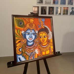 Kerala Mural Painting- Radha Madhavam (Krishna & Radha&#39;s Eternal Love)