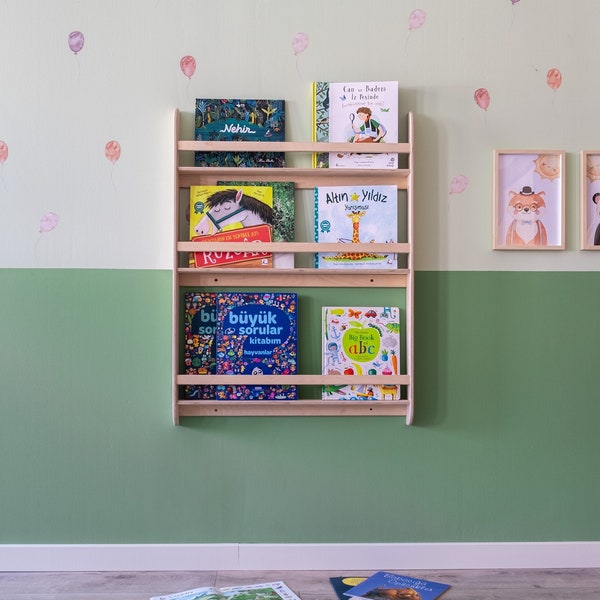 Wall Bookshelf for Kids, Wall Mount bookshelf, Montessori Bookshelf, Wall Bookshelves, Wall Bookshelf Nursery, Kids Floating Bookshelf