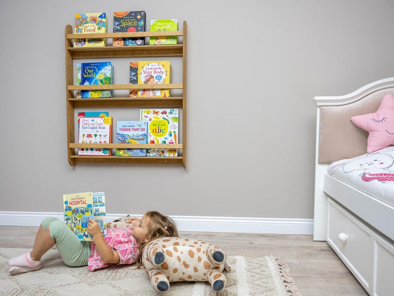We combine Montessori Bookshelf Wall Mounted with Wooden Floating Toddler Book Shelf. Here is Small Space Nursery Bookcase Toddler Furniture and Kids Room Baby Bookshelves!