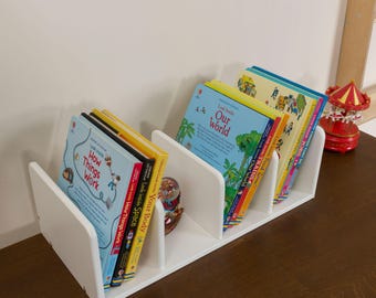 木製卓上本棚収納、机上の本立てオーガナイザー、幼児部屋用デスクトップ本棚
