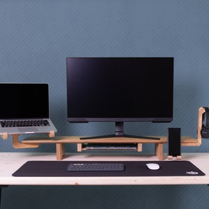 Here’s Dual Monitor Stand Riser! This Wood Computer Laptop Stand Organizer can be best Gifted from Boss to Manager. This Double Lap Monitor Desk Setup Riser Shelf will be perfect matches with her or him monitor, pc, computer or laptop.