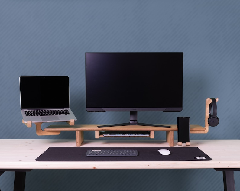 Here’s Dual Monitor Stand Riser! This Wood Computer Laptop Stand Organizer can be best Gifted from Boss to Manager. This Double Lap Monitor Desk Setup Riser Shelf will be perfect matches with her or him monitor, pc, computer or laptop.
