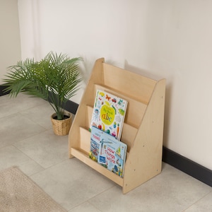 Großes Kleinkind Montessori Bücherregal, Mid Century moderne Bücherregal Kinderzimmer Montessori Möbel, Holz Niedriges Kinderzimmer Bücherregal, Baby Bücherkiste Bild 19