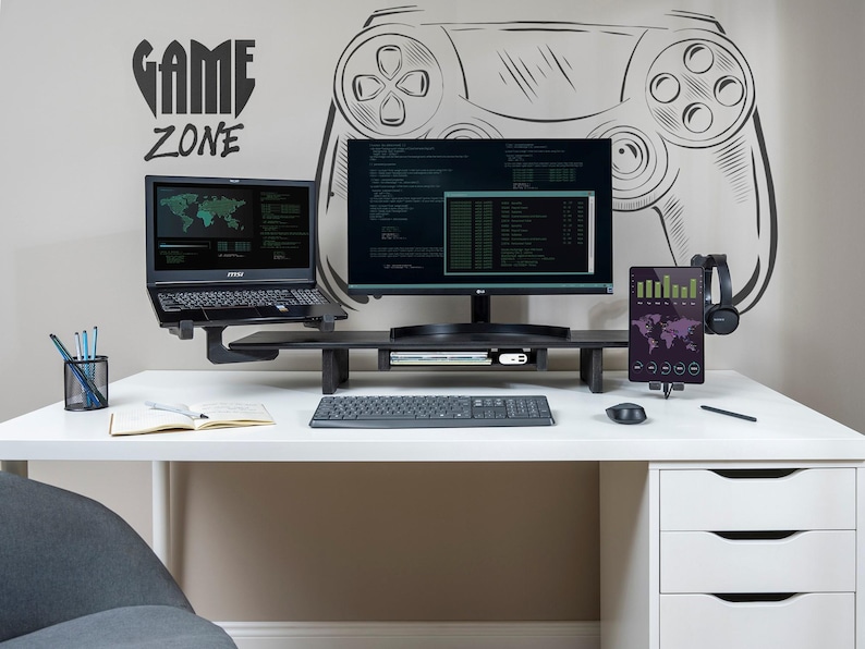 Dual Monitor Stand Riser with Drawer – Wooden Laptop Organizer & Desk Setup Shelf 🌿

Upgrade your workspace with our dual monitor stand riser, designed by the Wood and Science Team. This wooden desk organizer combines practicality, safety, and customization, making it perfect for home offices, gamers, and creative professionals.