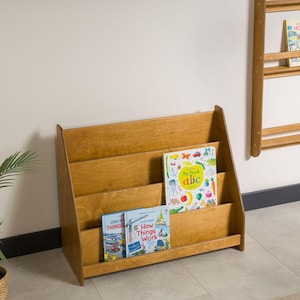 Großes Kleinkind Montessori Bücherregal, Mid Century moderne Bücherregal Kinderzimmer Montessori Möbel, Holz Niedriges Kinderzimmer Bücherregal, Baby Bücherkiste Bild 17
