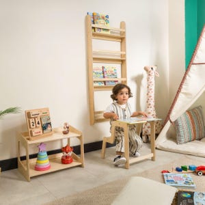Montessori Bookshelf Wall Mounted, Wood Floating Kids Book Shelf, Small Space Nursery Bookcase Toddler Furniture, Kids Room Baby Bookshelves image 17