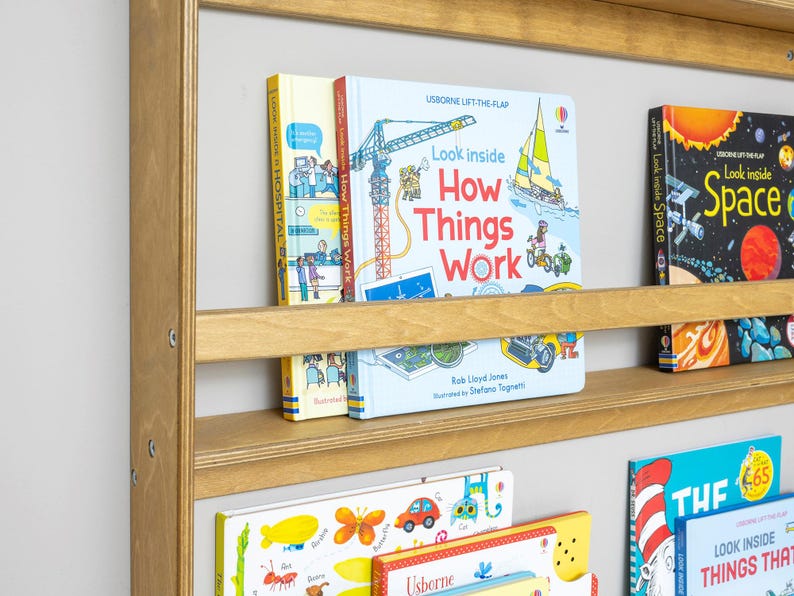 We combine Montessori Bookshelf Wall Mounted with Wooden Floating Toddler Book Shelf. Here is Small Space Nursery Bookcase Toddler Furniture and Kids Room Baby Bookshelves!