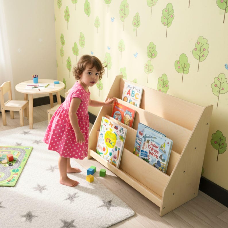 Montessori Bookshelf for Kids 📚

Low Baby Book Box – Nursery Bookcase with Front-Facing Shelves for Toddlers

Encourage your child’s love for reading with this beautifully handcrafted Montessori Bookshelf! Designed at the perfect height for toddlers, this front-facing bookcase allows little readers to easily see and choose their favorite stories — promoting independence, organization, and a love of books from an early age.