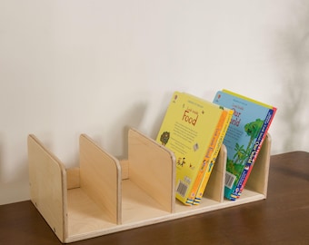 Wooden Tabletop Bookshelf Storage Table Book Stand Organizer On Desk, Small Kids Bookcase Desktop Bookshelf for Toddler Room