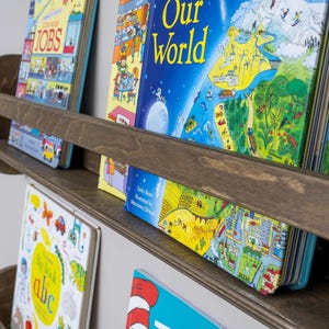 We combine Montessori Bookshelf Wall Mounted with Wooden Floating Toddler Book Shelf. Here is Small Space Nursery Bookcase Toddler Furniture and Kids Room Baby Bookshelves!