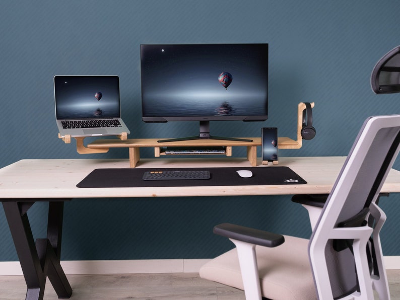 Here’s Dual Monitor Stand Riser! This Wood Computer Laptop Stand Organizer can be best Gifted from Boss to Manager. This Double Lap Monitor Desk Setup Riser Shelf will be perfect matches with her or him monitor, pc, computer or laptop.