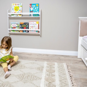We combine Montessori Bookshelf Wall Mounted with Wooden Floating Toddler Book Shelf. Here is Small Space Nursery Bookcase Toddler Furniture and Kids Room Baby Bookshelves!
