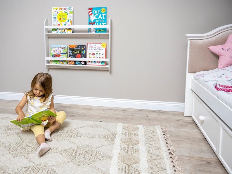 We combine Montessori Bookshelf Wall Mounted with Wooden Floating Toddler Book Shelf. Here is Small Space Nursery Bookcase Toddler Furniture and Kids Room Baby Bookshelves!