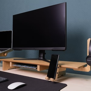 Here’s Dual Monitor Stand Riser! This Wood Computer Laptop Stand Organizer can be best Gifted from Boss to Manager. This Double Lap Monitor Desk Setup Riser Shelf will be perfect matches with her or him monitor, pc, computer or laptop.