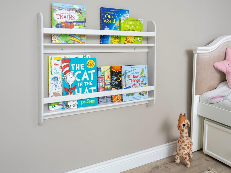 We combine Montessori Bookshelf Wall Mounted with Wooden Floating Toddler Book Shelf. Here is Small Space Nursery Bookcase Toddler Furniture and Kids Room Baby Bookshelves!