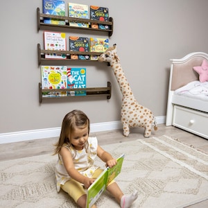 We combine Montessori Bookshelf Wall Mounted with Wooden Floating Toddler Book Shelf. Here is Small Space Nursery Bookcase Toddler Furniture and Kids Room Baby Bookshelves!