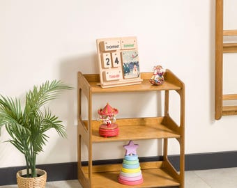 Montessori 4 Tier Open Toy Shelf, Toddler Kids Room Storage, 2 to 4 Tiered Nursery Shelves