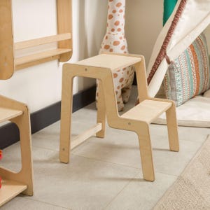 Two Step Stool for Kids, Wooden Kitchen Stools Toddler Chair Montessori Furniture