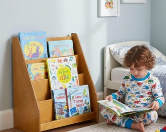 Montessori Bookshelf Kids Room Furniture: Low Baby Book Box Nursery Bookcase Front Facing Shelves