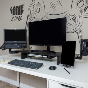 Dual Monitor Stand Riser with Drawer – Wooden Laptop Organizer & Desk Setup Shelf 🌿

Upgrade your workspace with our dual monitor stand riser, designed by the Wood and Science Team. This wooden desk organizer combines practicality, safety, and customization, making it perfect for home offices, gamers, and creative professionals.