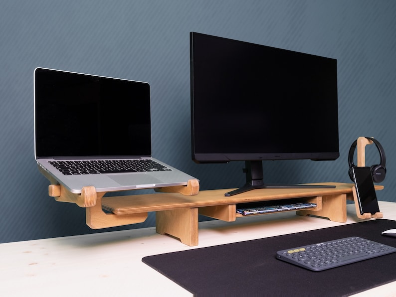 Here’s Dual Monitor Stand Riser! This Wood Computer Laptop Stand Organizer can be best Gifted from Boss to Manager. This Double Lap Monitor Desk Setup Riser Shelf will be perfect matches with her or him monitor, pc, computer or laptop.