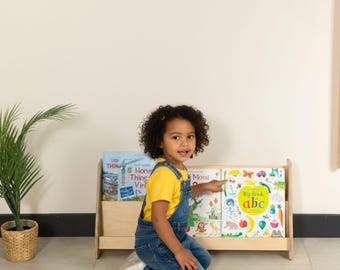 Montessori Bookshelf: Low Book Box, Front Facing Nursery Shelves