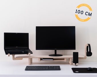 Wood Monitor Stand, Monitor Stand with Drawers, Computer Monitor Riser, Computer Stand, Wood Laptop Stand, Adjustable Desk, Monitor Riser