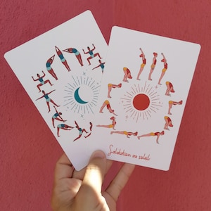 Cartes de yoga à l'unité - salutation au soleil et à la lune