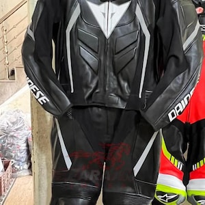 Black Dainese Leather Motorcycle Racing Suit – CE Armored | Custom Sizing